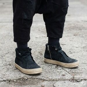 Rick Owens Island Dunks Sneakers Mens 43 10 Approx Black Suede Leather Goth